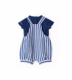 Футболка синяя и полукомбинезон в полоску от бренда Original Marines