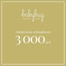 Подарочный сертификат 3 000 рублей от бренда Babybug