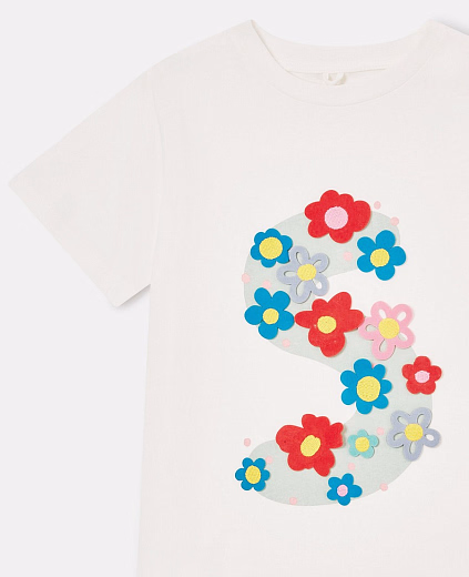 Футболка Floral S Graphic от бренда Stella McCartney kids Молочный