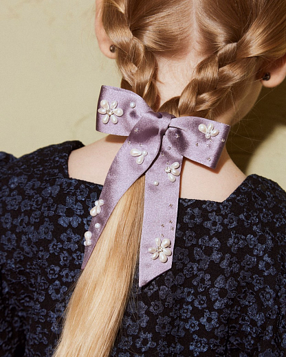 Бант из сатина «Воспоминание» фиолетовый от бренда Kosa do Poyasa
