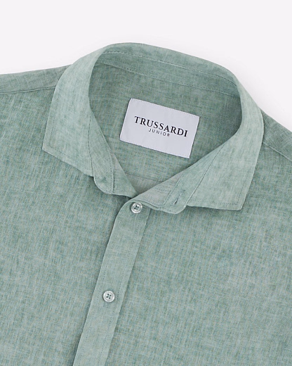 Рубашка льняная зеленая от бренда Trussardi
