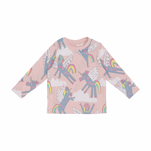Лонгслив коралловый с единорожками от бренда Stella McCartney kids