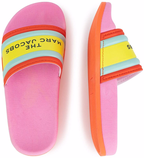 Сланцы розовые с разноцветными полосками от бренда LITTLE MARC JACOBS