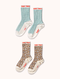 Носки 2 пары Animal print and stripes от бренда Tinycottons