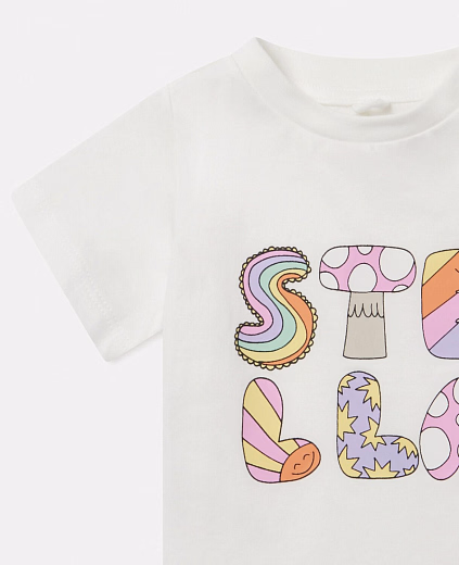 Футболка Milk Woodland Lettering от бренда Stella McCartney kids Молочный