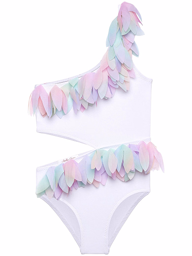 Купальник белый с разноцветными декоративными украшениями от бренда Stella Cove