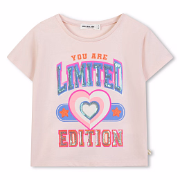 Футболка с надписью в пайетках от бренда Billieblush Розовый