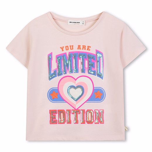 Футболка с надписью в пайетках от бренда Billieblush Розовый