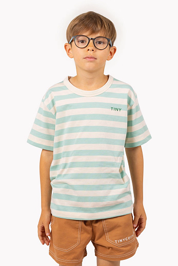 Футболка STRIPES BLUE от бренда Tinycottons Молочный Голубой