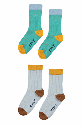 Носки 2 пары зеленые и голубые от бренда Tinycottons