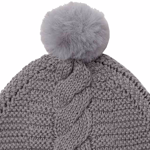 Шапка с помпонами и варежки серого цвета от бренда Mayoral