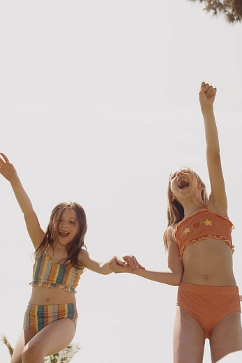 Купальник раздельный оранжевый в клетку от бренда Tinycottons