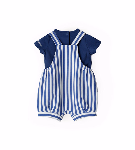 Футболка синяя и полукомбинезон в полоску от бренда Original Marines