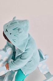 Кардиган с капюшоном бирюзового цвета от бренда Boboli