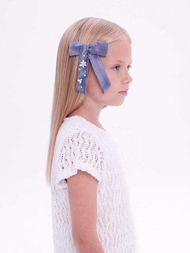 Бант из сатина «Воспоминание» графитовый от бренда Kosa do Poyasa