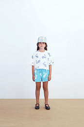 Футболка-кроп SWAN от бренда Tinycottons Голубой Белый