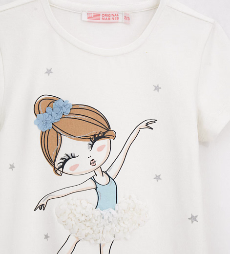 Футболка с балериной от бренда Original Marines Молочный
