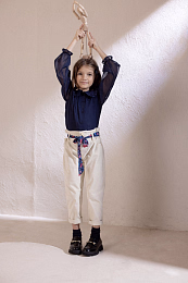 Брюки бежевые с цветным поясом от бренда Trussardi