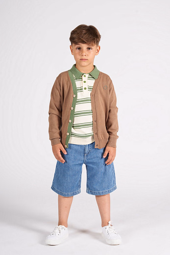 Поло трикотажное в зеленую полоску от бренда Trussardi