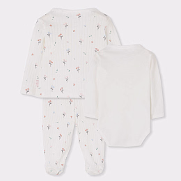 Комплект floral print: боди, распашонка, ползунки и шапка от бренда Boboli