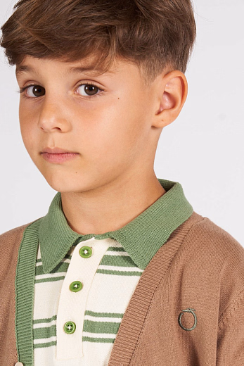 Поло трикотажное в зеленую полоску от бренда Trussardi