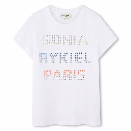 Футболка  с блестящими буквами от бренда SONIA RYKIEL Белый