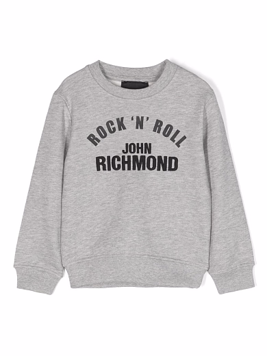 Свитшот серого цвета с надписью на груди от бренда JOHN RICHMOND