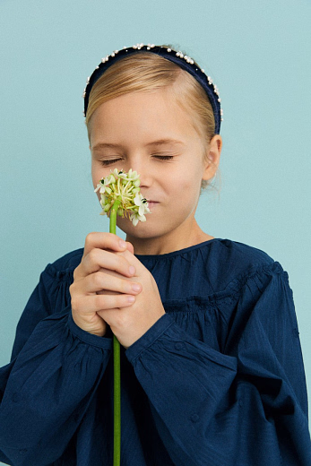 Ободок «Воспоминание 2.0» тёмно-синий от бренда Kosa do Poyasa