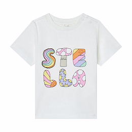 Футболка Milk Woodland Lettering от бренда Stella McCartney kids Молочный