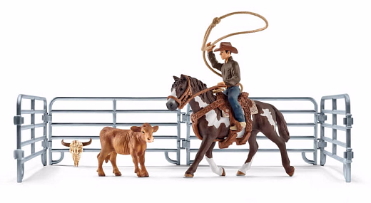 Учимся бросать лассо с ковбоем и аксессуарами от бренда SCHLEICH