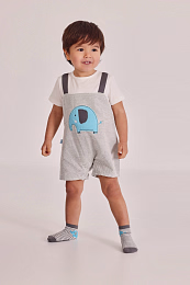 Футболка и комбинезон в полоску Elephant от бренда Boboli