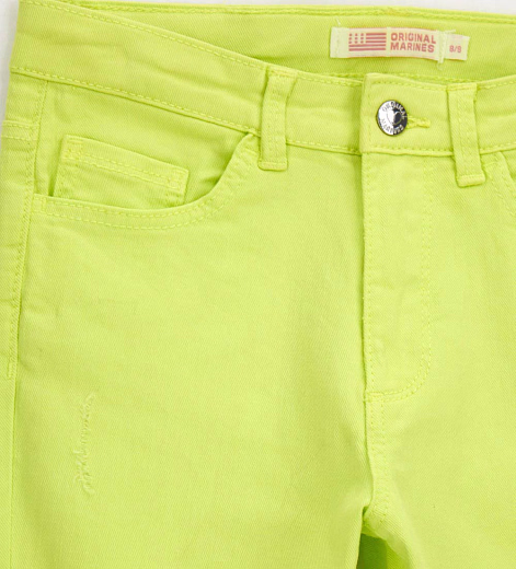 Джинсы салатового цвета с бахромой от бренда Original Marines