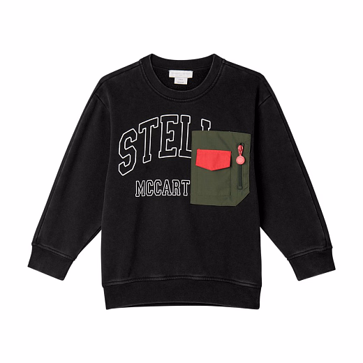 Свитшот Logo Graphi с контрастным карманом от бренда Stella McCartney kids