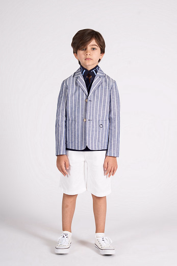 Пиджак голубого цвета в полоску от бренда Trussardi