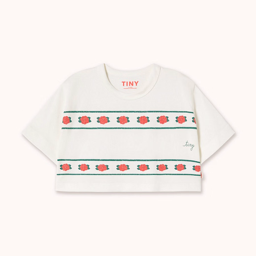 Футболка-кроп Roses от бренда Tinycottons Белый