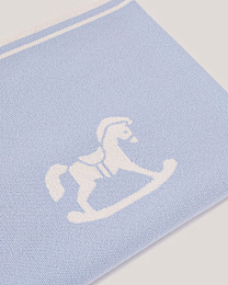 Плед голубого цвета с принтом лошадки от бренда Anna Leon