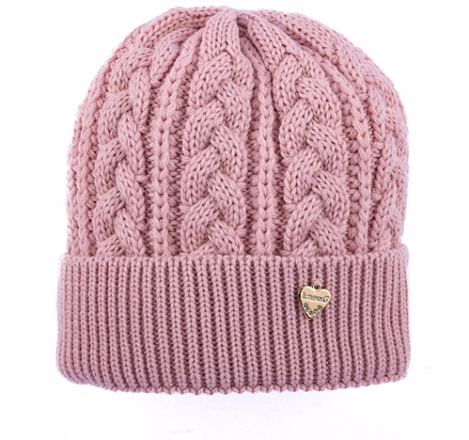 Шапка пудрового цвета плетение коса от бренда IL Trenino