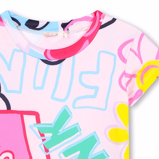 Футболка с разноцветным принтом от бренда Billieblush Розовый