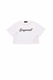 Футболка укороченная с надписью от бренда Dsquared2 Белый