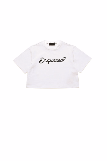 Футболка укороченная с надписью от бренда Dsquared2 Белый