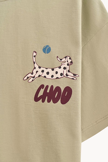 Футболка Dots Dog от бренда CHOOCHOO Хаки