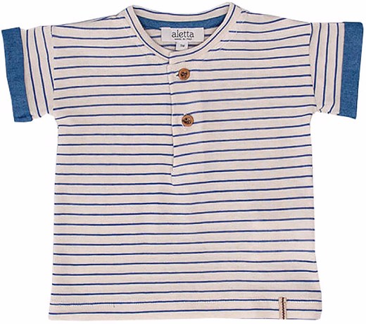 Футболка в полоску с пуговицами от бренда Aletta Серый