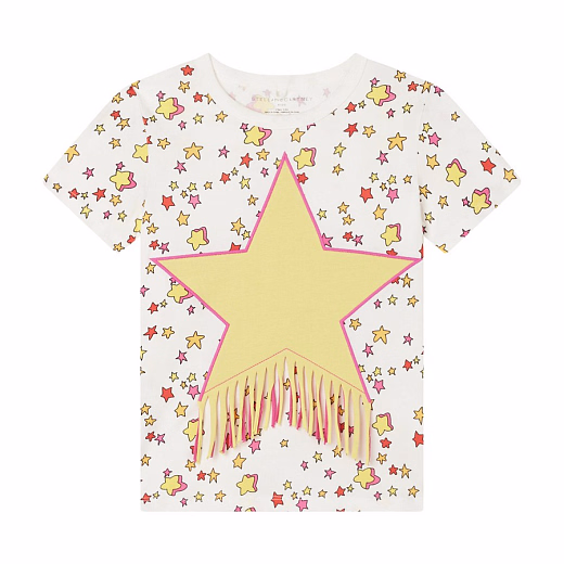 Футболка Star Graphic Fringed от бренда Stella McCartney kids Молочный
