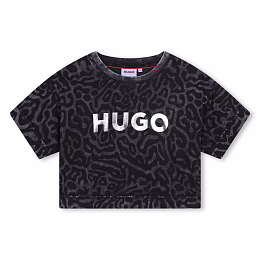 Футболка укороченная Animal-print от бренда HUGO Черный