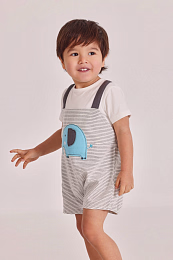 Футболка и комбинезон в полоску Elephant от бренда Boboli