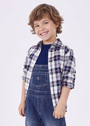 Рубашка бело-синяя в клетку от бренда Mayoral