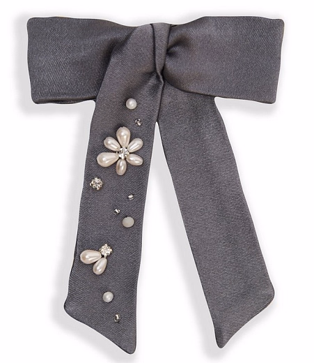 Бант из сатина «Воспоминание» графитовый от бренда Kosa do Poyasa