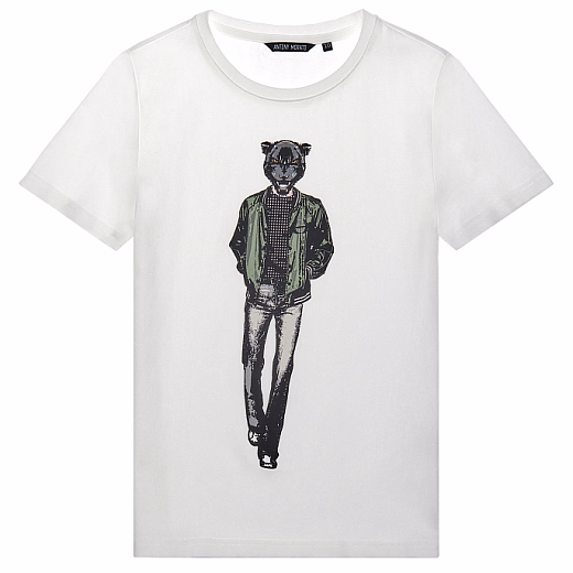 Футболка молочного цвета с пантерой от бренда Antony Morato Молочный