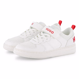 Кеды белого цвета с красным лого от бренда HUGO