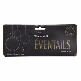 Три декоративных веера Черный и золото от бренда Tim & Puce Factory